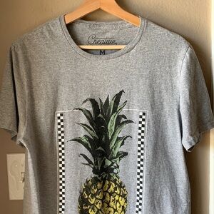 CREATIVE EMPIRE Gray Pineapple and Checkered Unisex T-Shirt